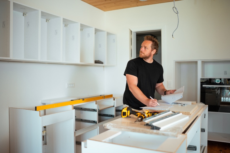 Kitchen cabinet installation in progress in Detroit, MI, & the surrounding area
